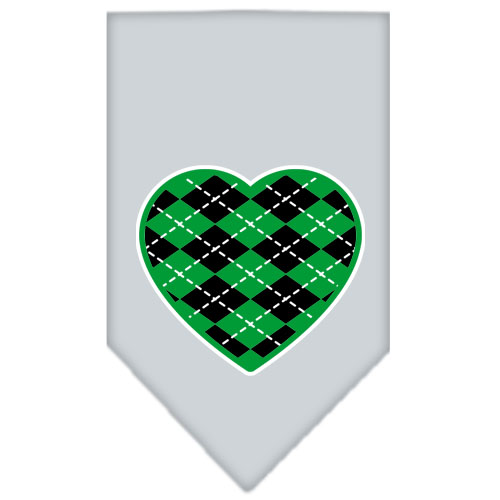 Argyle Heart Green Screen Print Bandana Grey Small